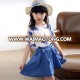 New fashion children's summer girl suit cute princess maple leaf T-shirt printing and linen skirt children's clothing