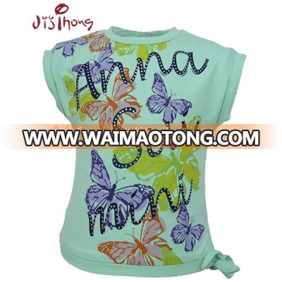 Latest design round neck girl's t shirts toddler clothes