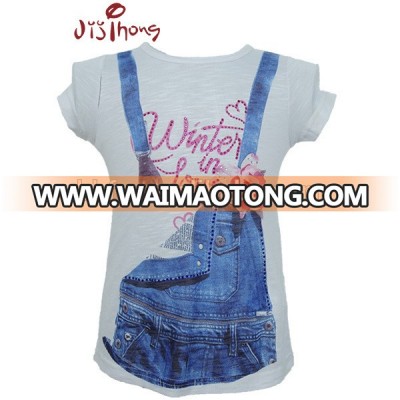 Fashion knitting the cowboy printing girl 's t-shirts girls clothes