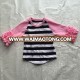 New design hot selling little girls 3/4 pink sleeve T-shirt pink sleeve t-shirt strip tops kids outfits