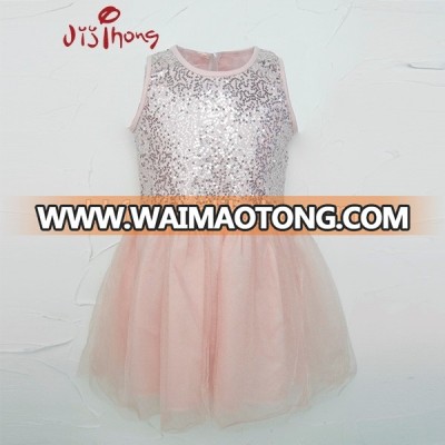 shinny sequin and mesh girl's dress vest dress